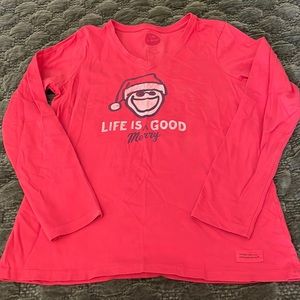 NWOT - Life is Good, holiday v-neck top.